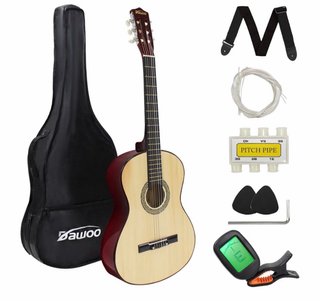 Guitarra clásica con accesorios