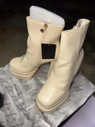 Botas Mia Shoes Negras y Beige Tacon Plataforma