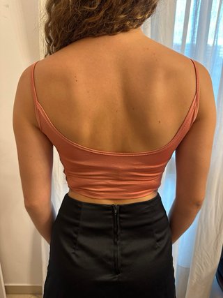 Top rosa fruncido tirantes Talla S