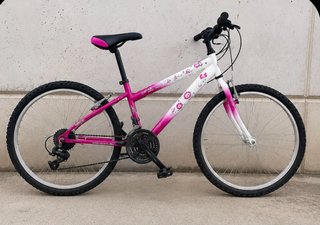 Bicicleta juvenil rosa y blanca