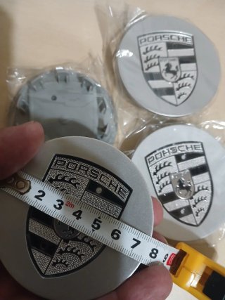 4 Tapas de llanta Porsche  gris plata 75mm 76mm