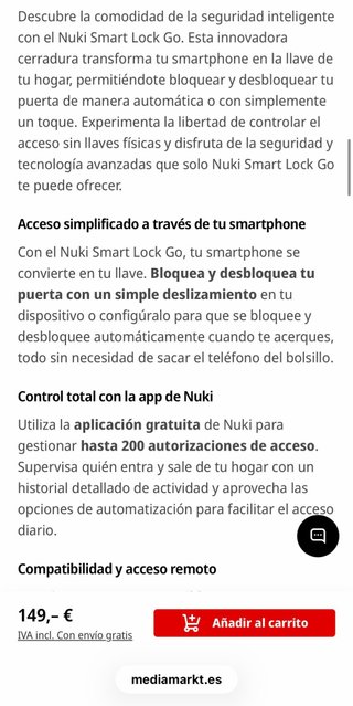 Cerradura Inteligente NUKI Smart Lock Go