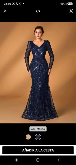 Vestido de noche azul espectacular