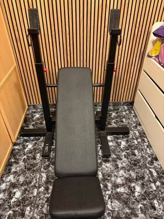 Banco de pesas para gimnasio+pesas y barras
