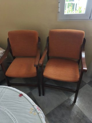 4 Sillones Naranja Madera