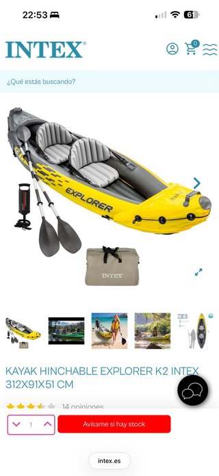Kayak Hinchable Explorer K2 Intex
