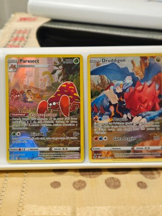2 Cartas Pokémon: Parasect y Druddigon