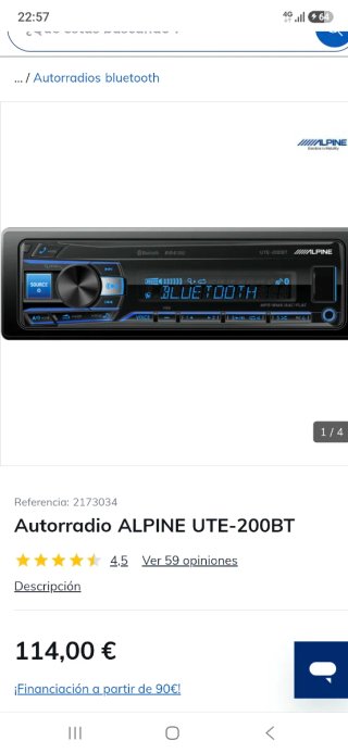 Autorradio Alpine UTE-200BT Bluetooth