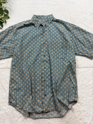 Vintage Blue Patterned Short Sleeve Shirt All