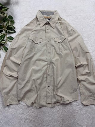 Vintage Beige Utility Long Sleeve Shirt Double