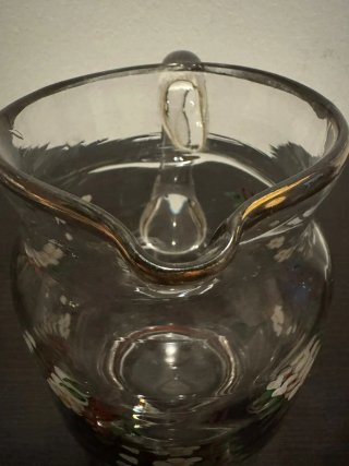 Set vintage di caraffe e bicchieri in cristallo dipinti a mano