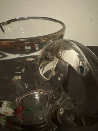 Set vintage di caraffe e bicchieri in cristallo dipinti a mano