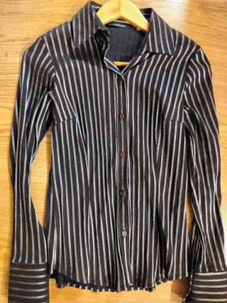Camisa Zara Rayas Marrón y Plateado Talla M