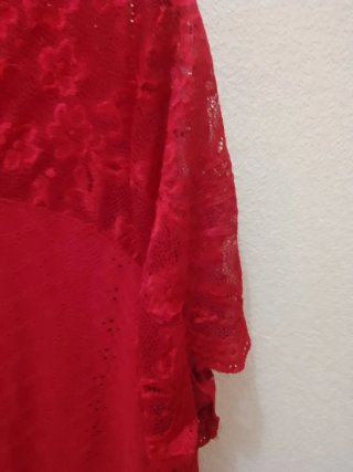 Blusa roja de vestir manga corta encaje