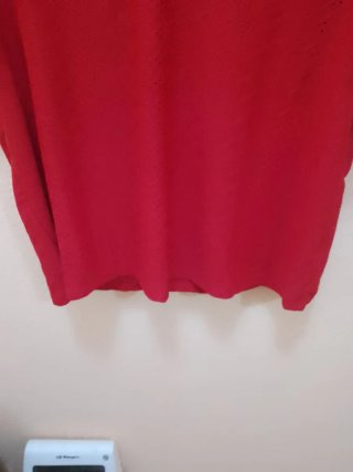 Blusa roja de vestir manga corta encaje