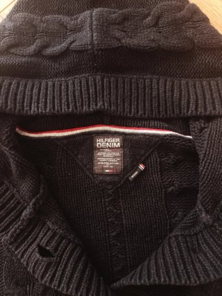 Hilfiger Denim Hooded Cable Knit Cardigan Navy