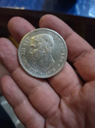 5 Pesetas Alfonso XII 1876 Original