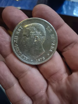 5 Pesetas Alfonso XII 1876 Original