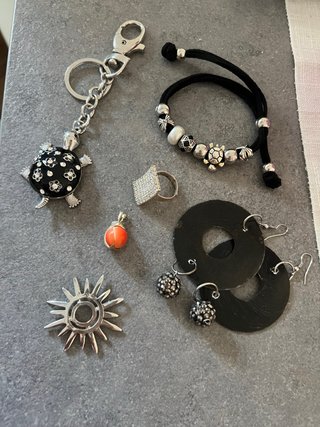 Portachiavi tartaruga, bracciale, anello, orecchin