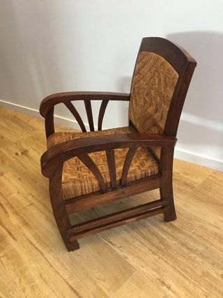 Butaca rústica madera y ratán