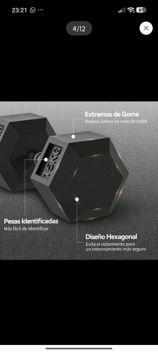 Mancuerna 12.5 kg Hexagonal NUEVA
