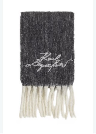 Bufanda Karl Lagerfeld gris con flecos