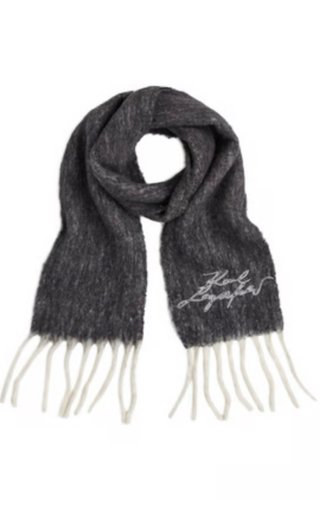 Bufanda Karl Lagerfeld gris con flecos