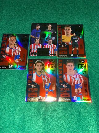 Lote 5 cromos Panini fútbol Atlético de Madrid