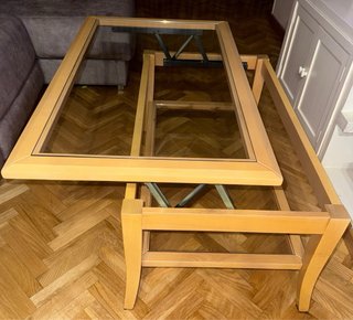 Mesa centro madera extensible cristal