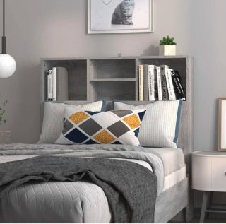 Cabecero cama 90/105cm gris con estantes