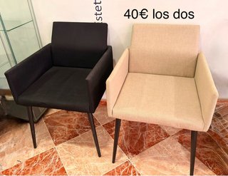 4 Poltrone in Tessuto Nero e Beige