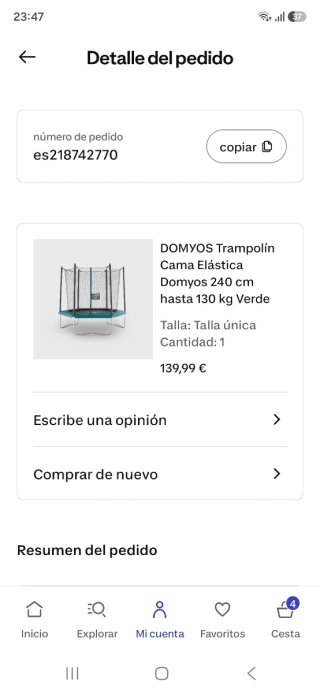 Cama elástica DOMYOS 240 cm