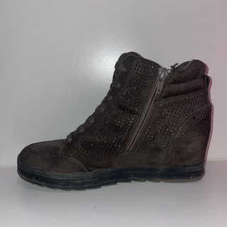Botines marrones vintage con brillos talla 39
