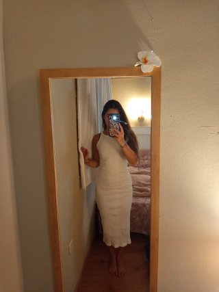Vestido canalé Bershka blanco Talla S