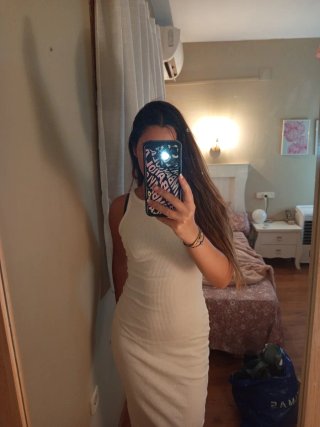 Vestido canalé Bershka blanco Talla S