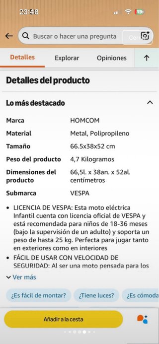 Moto Vespa Eléctrica Rosa 6V