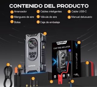 Arrancador Coche 12000A + Inflador Aire
