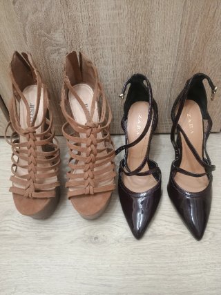 Regalo tacones! ZARA y jusfab mujer negros y marro