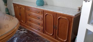 Mueble de salón madera y cristal
