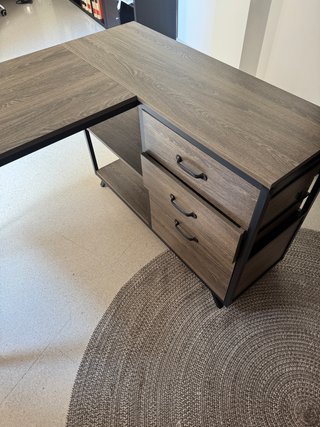 Mesa escritorio L madera y metal