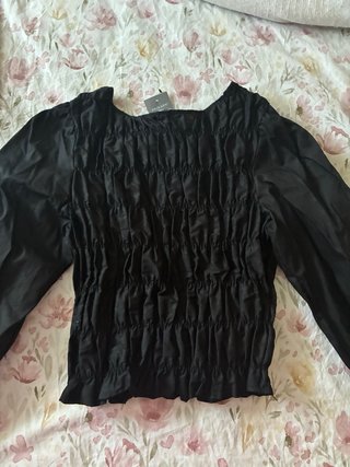 Blusa Primark Nido de Abeja Negra Talla M