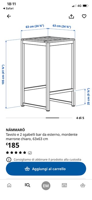 Tavolo alto da esterno in legno Ikea