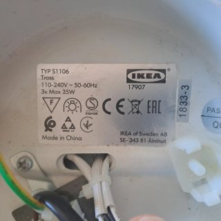 Lámpara Techo Ikea Triple Blanca