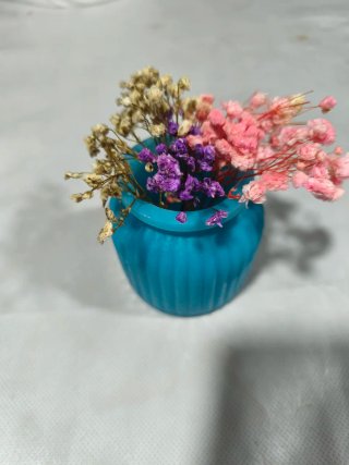 Jarrón de silicona azul y rosa
