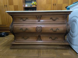 Consola antigua madera y mármol