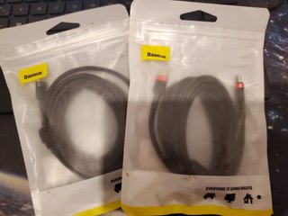 2 Cabos USB-C Baseus 60W 2m Trançados Novos