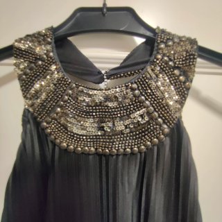 Camiseta fiesta negro con pedrería