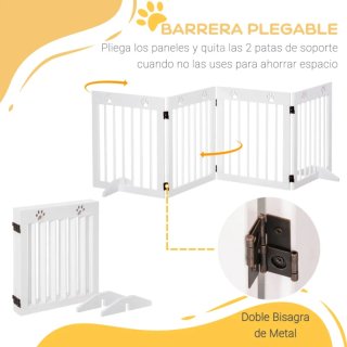 Barrera para perros blanca con huellas