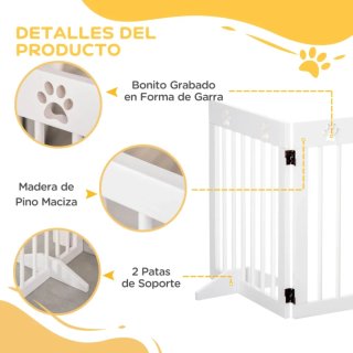 Barrera para perros blanca con huellas