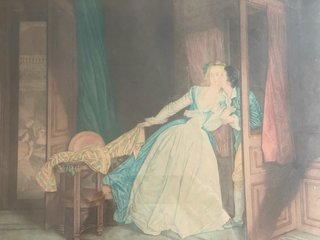 Grabado antiguo Le Baiser à la Dérobée - Fragonard